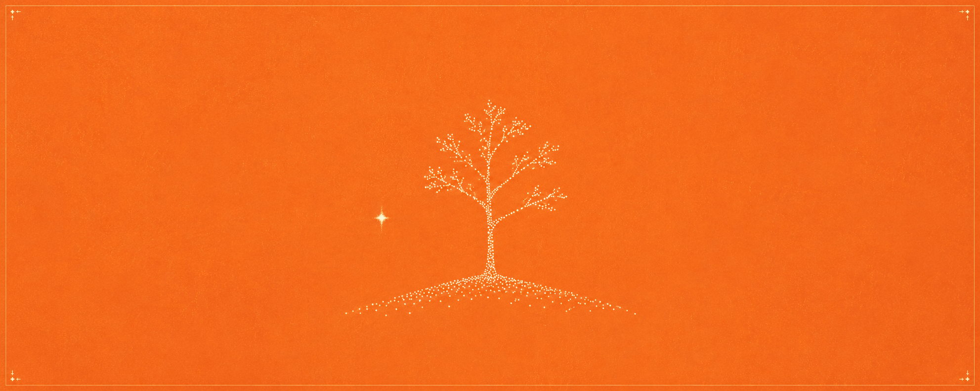 JOSIE tree logo glowing against an orange field